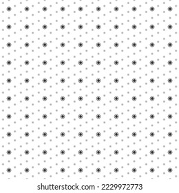 Square seamless background pattern from geometric shapes are different sizes and opacity. The pattern is evenly filled with small black sushi roll symbols. Vector illustration on white background