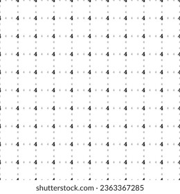 Square seamless background pattern from geometric shapes are different sizes and opacity. The pattern is evenly filled with small black number four symbols. Vector illustration on white background