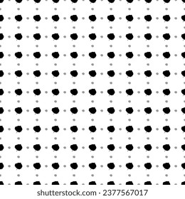 Square seamless background pattern from geometric shapes are different sizes and opacity. The pattern is evenly filled with big black aspen leafs. Vector illustration on white background