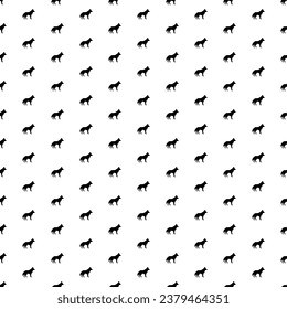 Square seamless background pattern from geometric shapes. The pattern is evenly filled with big black wolf symbols. Vector illustration on white background