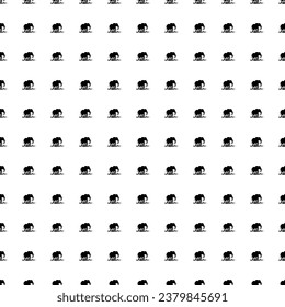 Square seamless background pattern from geometric shapes. The pattern is evenly filled with big black wild elephant symbols. Vector illustration on white background