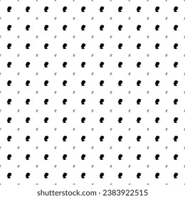 Square seamless background pattern from geometric shapes are different sizes and opacity. The pattern is evenly filled with black woman face profile symbols. Vector illustration on white background