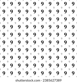 Square seamless background pattern from geometric shapes are different sizes and opacity. The pattern is evenly filled with big black number nine symbols. Vector illustration on white background