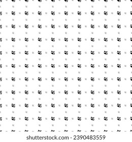 Square seamless background pattern from geometric shapes are different sizes and opacity. The pattern is evenly filled with black raccoon head symbols. Vector illustration on white background