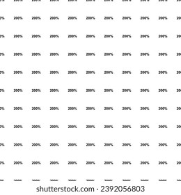 Square seamless background pattern from geometric shapes. The pattern is evenly filled with big black 200 percent symbols. Vector illustration on white background