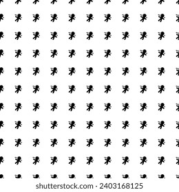 Square seamless background pattern from geometric shapes. The pattern is evenly filled with big black Voodoo Doll symbols. Vector illustration on white background