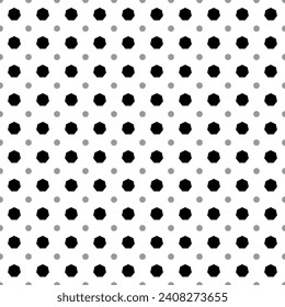 Square seamless background pattern from geometric shapes are different sizes and opacity. The pattern is evenly filled with big black heptagon symbols. Vector illustration on white background