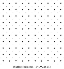 Square seamless background pattern from geometric shapes are different sizes and opacity. The pattern is evenly filled with small black fox's head symbols. Vector illustration on white background