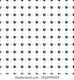 Square seamless background pattern from geometric shapes are different sizes and opacity. The pattern is evenly filled with big black squirrel symbols. Vector illustration on white background