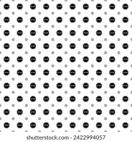 Square seamless background pattern from geometric shapes are different sizes and opacity. The pattern is evenly filled with big black stop road signs. Vector illustration on white background