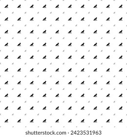 Square seamless background pattern from geometric shapes are different sizes and opacity. The pattern is evenly filled with black wild wolf symbols. Vector illustration on white background