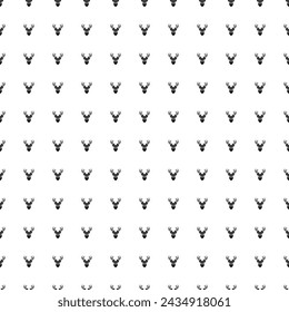 Square seamless background pattern from geometric shapes. The pattern is evenly filled with big black deer head symbols. Vector illustration on white background
