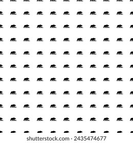 Square seamless background pattern from geometric shapes. The pattern is evenly filled with big black wild bear symbols. Vector illustration on white background