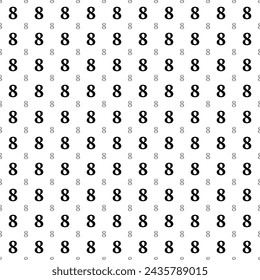 Square seamless background pattern from geometric shapes are different sizes and opacity. The pattern is evenly filled with big black number eight symbols. Vector illustration on white background