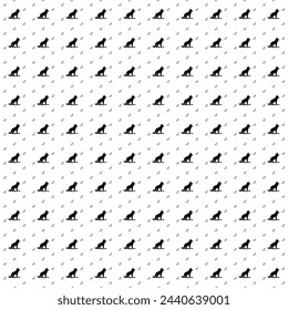 Square seamless background pattern from geometric shapes are different sizes and opacity. The pattern is evenly filled with big black wild wolf symbols. Vector illustration on white background