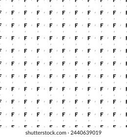 Square seamless background pattern from geometric shapes are different sizes and opacity. The pattern is evenly filled with big black capital letter F symbols. Vector illustration on white background