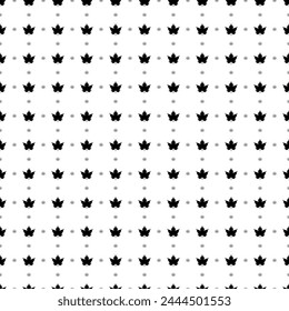 Square seamless background pattern from geometric shapes are different sizes and opacity. The pattern is evenly filled with big black maple leaf symbols. Vector illustration on white background