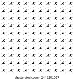 Square seamless background pattern from geometric shapes are different sizes and opacity. The pattern is evenly filled with big black wizard hat symbols. Vector illustration on white background