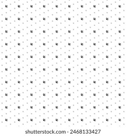 Square seamless background pattern from geometric shapes are different sizes and opacity. The pattern is evenly filled with small black raccoon head symbols. Vector illustration on white background