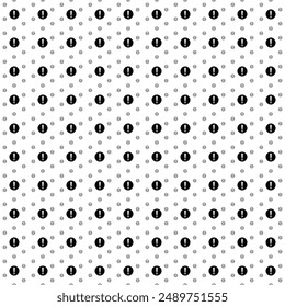 Square seamless background pattern from geometric shapes are different sizes and opacity. The pattern is evenly filled with black attention symbols. Vector illustration on white background