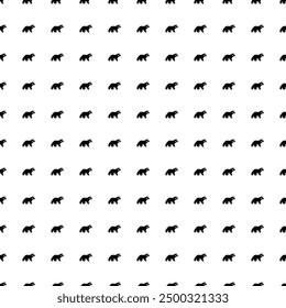 Square seamless background pattern from geometric shapes. The pattern is evenly filled with big black raccoon symbols. Vector illustration on white background