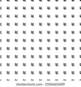 Square seamless background pattern from geometric shapes. The pattern is evenly filled with big black raccoon head symbols. Vector illustration on white background