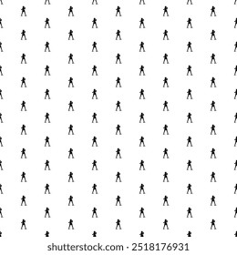 Square seamless background pattern from geometric shapes. The pattern is evenly filled with big black boxer girl symbols. Vector illustration on white background