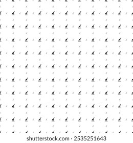Square seamless background pattern from geometric shapes are different sizes and opacity. The pattern is evenly filled with black wild giraffe symbols. Vector illustration on white background