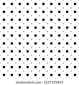 Square seamless background pattern from geometric shapes are different sizes and opacity. The pattern is evenly filled with black rounded square symbols. Vector illustration on white background