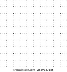 Square seamless background pattern from geometric shapes are different sizes and opacity. The pattern is evenly filled with small black greater symbols. Vector illustration on white background