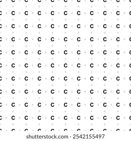 Square seamless background pattern from geometric shapes are different sizes and opacity. The pattern is evenly filled with big black capital letter C symbols. Vector illustration on white background