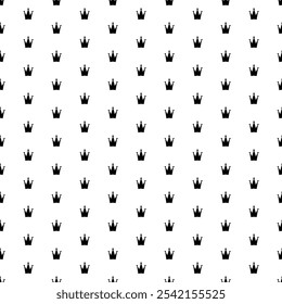 Square seamless background pattern from geometric shapes. The pattern is evenly filled with big black crown symbols. Vector illustration on white background