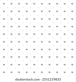 Square seamless background pattern from geometric shapes are different sizes and opacity. The pattern is evenly filled with small black twelve numbers. Vector illustration on white background