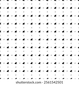 Square seamless background pattern from geometric shapes are different sizes and opacity. The pattern is evenly filled with black frog symbols. Vector illustration on white background