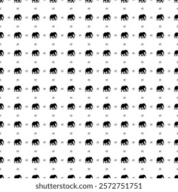 Square seamless background pattern from geometric shapes are different sizes and opacity. The pattern is evenly filled with big black elephants. Vector illustration on white background