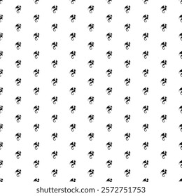 Square seamless background pattern from geometric shapes. The pattern is evenly filled with big black dragon symbols. Vector illustration on white background