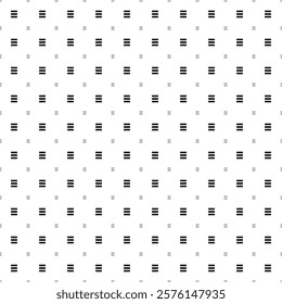 Square seamless background pattern from geometric shapes are different sizes and opacity. The pattern is evenly filled with black identity symbols. Vector illustration on white background