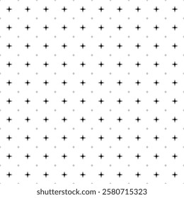 Square seamless background pattern from geometric shapes are different sizes and opacity. The pattern is evenly filled with black star symbols. Vector illustration on white background