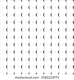 Square seamless background pattern from geometric shapes are different sizes and opacity. The pattern is evenly filled with big black crescent symbols. Vector illustration on white background