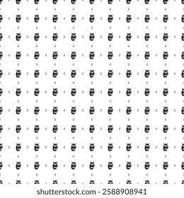 Square seamless background pattern from geometric shapes are different sizes and opacity. The pattern is evenly filled with big black owl symbols. Vector illustration on white background