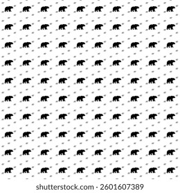 Square seamless background pattern from geometric shapes are different sizes and opacity. The pattern is evenly filled with big black bear icons. Vector illustration on white background