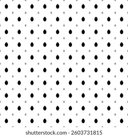 Square seamless background pattern from geometric shapes are different sizes and opacity. The pattern is evenly filled with black oval symbols. Vector illustration on white background
