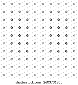 Square seamless background pattern from geometric shapes are different sizes and opacity. The pattern is evenly filled with black molecule symbols. Vector illustration on white background