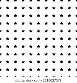 Square seamless background pattern from geometric shapes. The pattern is evenly filled with big black maple leaf symbols. Vector illustration on white background