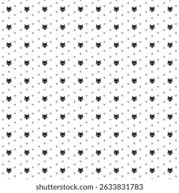 Square seamless background pattern from geometric shapes are different sizes and opacity. The pattern is evenly filled with black fox's head symbols. Vector illustration on white background