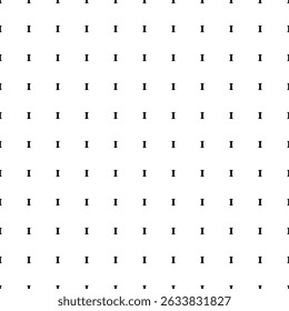Square seamless background pattern from geometric shapes. The pattern is evenly filled with black capital letter I symbols. Vector illustration on white background