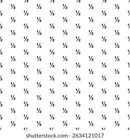 Square seamless background pattern from geometric shapes. The pattern is evenly filled with big black half fraction symbols. Vector illustration on white background