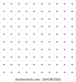 Square seamless background pattern from geometric shapes are different sizes and opacity. The pattern is evenly filled with small black butterfly symbols. Vector illustration on white background