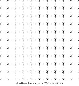 Square seamless background pattern from geometric shapes are different sizes and opacity. The pattern is evenly filled with big black dancing girl symbols. Vector illustration on white background