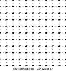Square seamless background pattern from geometric shapes are different sizes and opacity. The pattern is evenly filled with black bear icons. Vector illustration on white background
